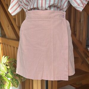 Pink Linen Wrap Skort